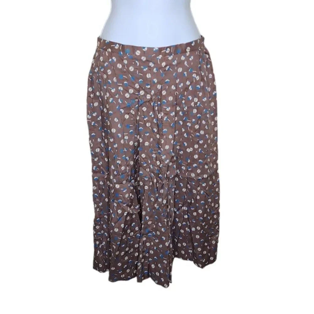 Vintage 70s Doncaster Pleated A-Line Skirt Womens Size S Brown Blue